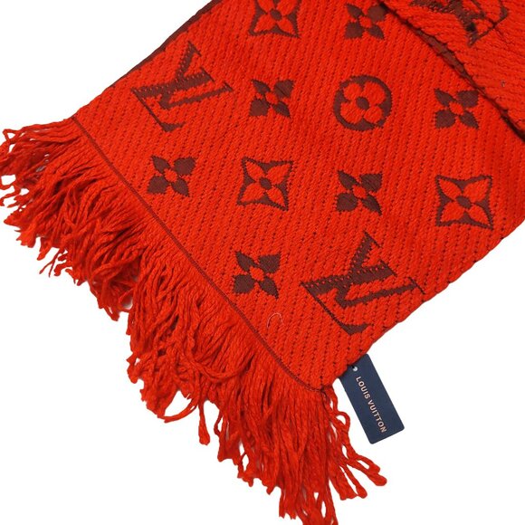 LOUIS VUITTON LV Classic Vintage Red & Burgundy Monogram Scarf VWT - Picture 3 of 15